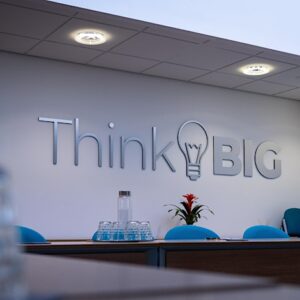 Blackburn College Industry Collaboration Zone reeption. Think Big.